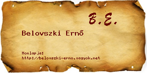 Belovszki Ernő névjegykártya